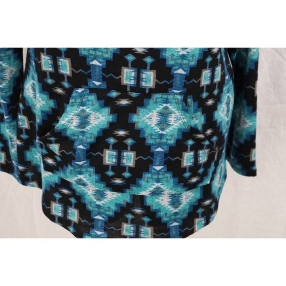 VTG Just Be 1X Cowl Neck Indian Tribal Graphic Pullover Kangaroo Pocket - Picture 7 of 12